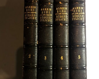 Set of 4 Antique Books in Old German, Deutsche.