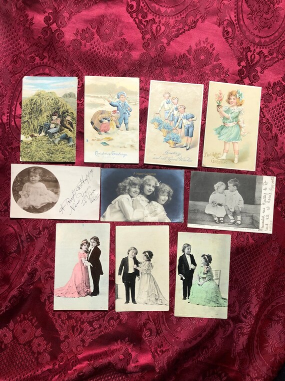 Ten Antique Picture Postcards All Featuring Children Genuine Etsy
