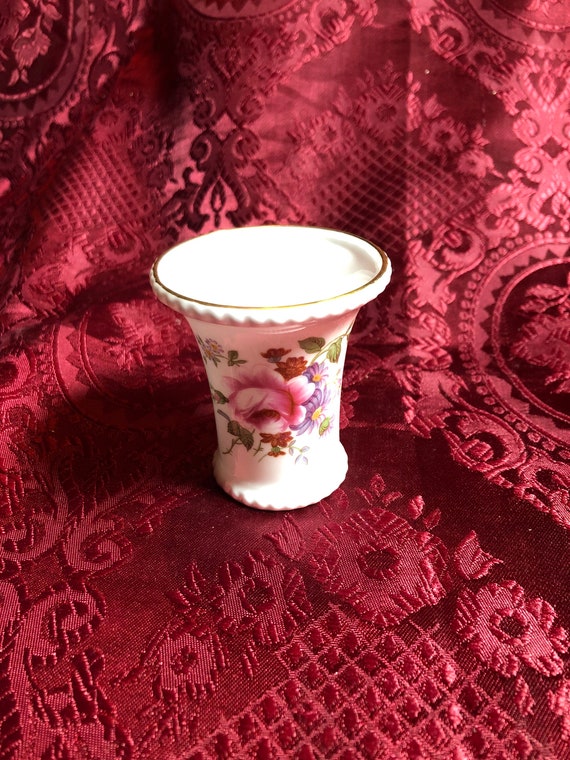 Royal Crown Derby Small Vase, English Bone China, Floral Posies