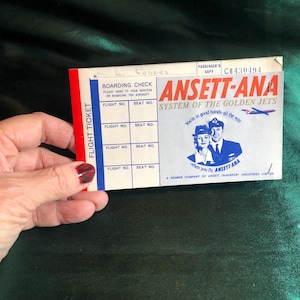 Ansett - ANA Rare Flight Ticket, 1965, Australian Aviation Ephemera, Airline History, Alice Springs To Ayres Rock Return, Jet Aircraft.