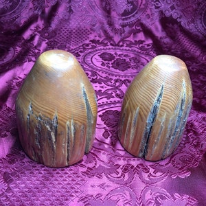 Vintage Tasmanian Huon Pine Salt & Pepper Shakers, Rare Tasmanian Timber, Hand Crafted, Rustic Look.
