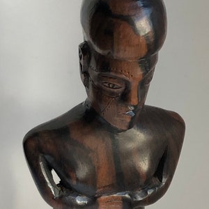 Vintage Native Carving, South Sea Islander, Maori Man, Hard Wood Figurine, Native Art, Tribal Culture, Artifact.