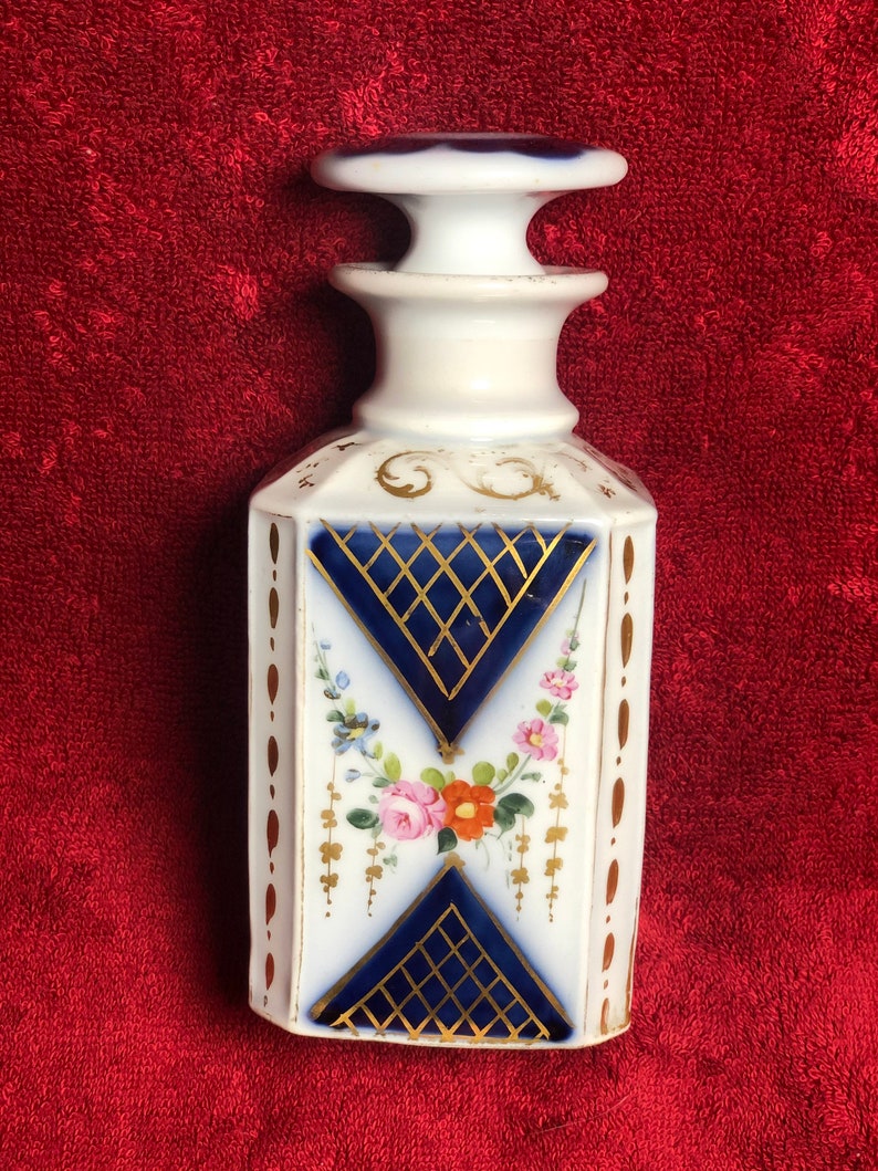 Antique French Scent Bottle Hand Painted.
