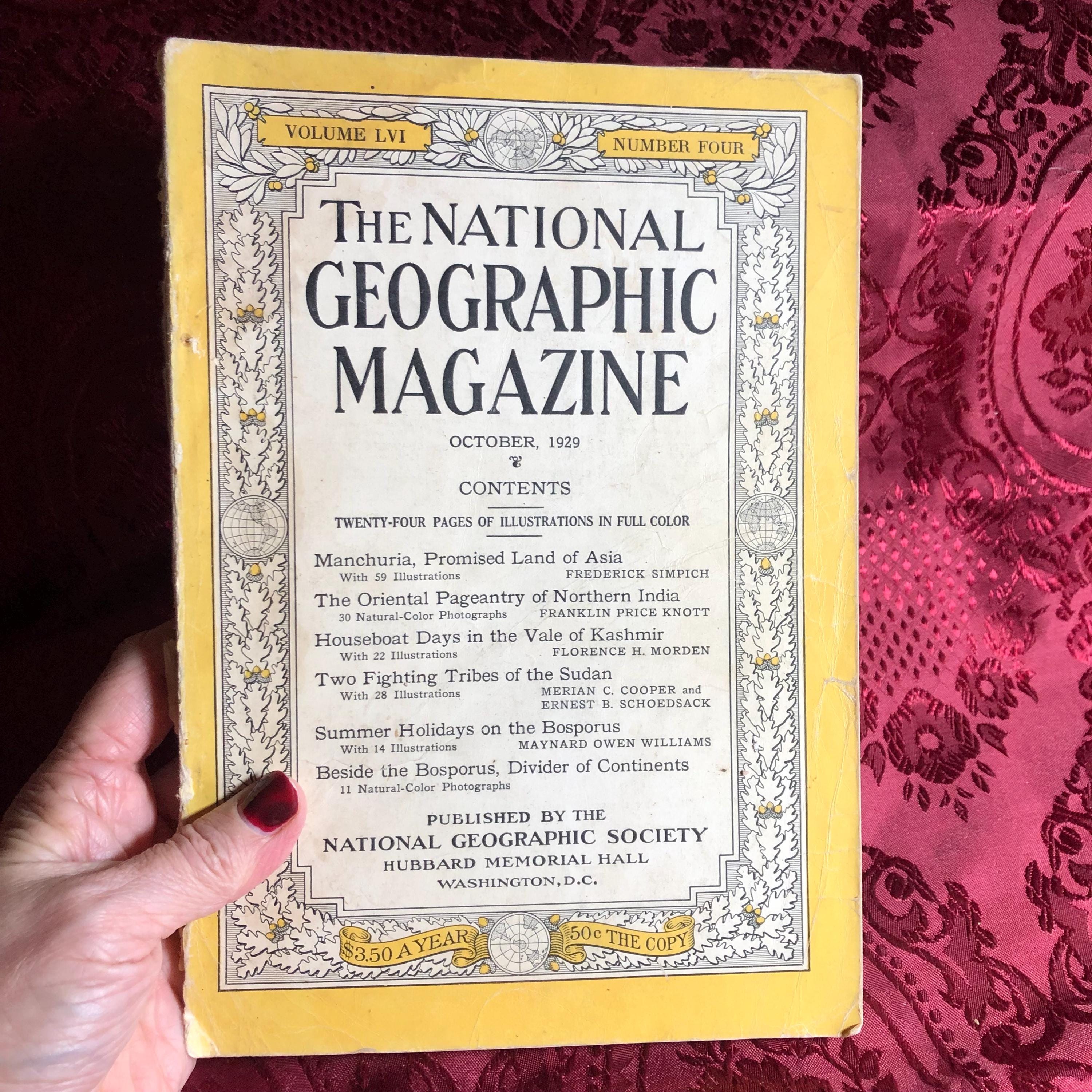 October 1929, National Geographic Magazine, Scarce Early Copy