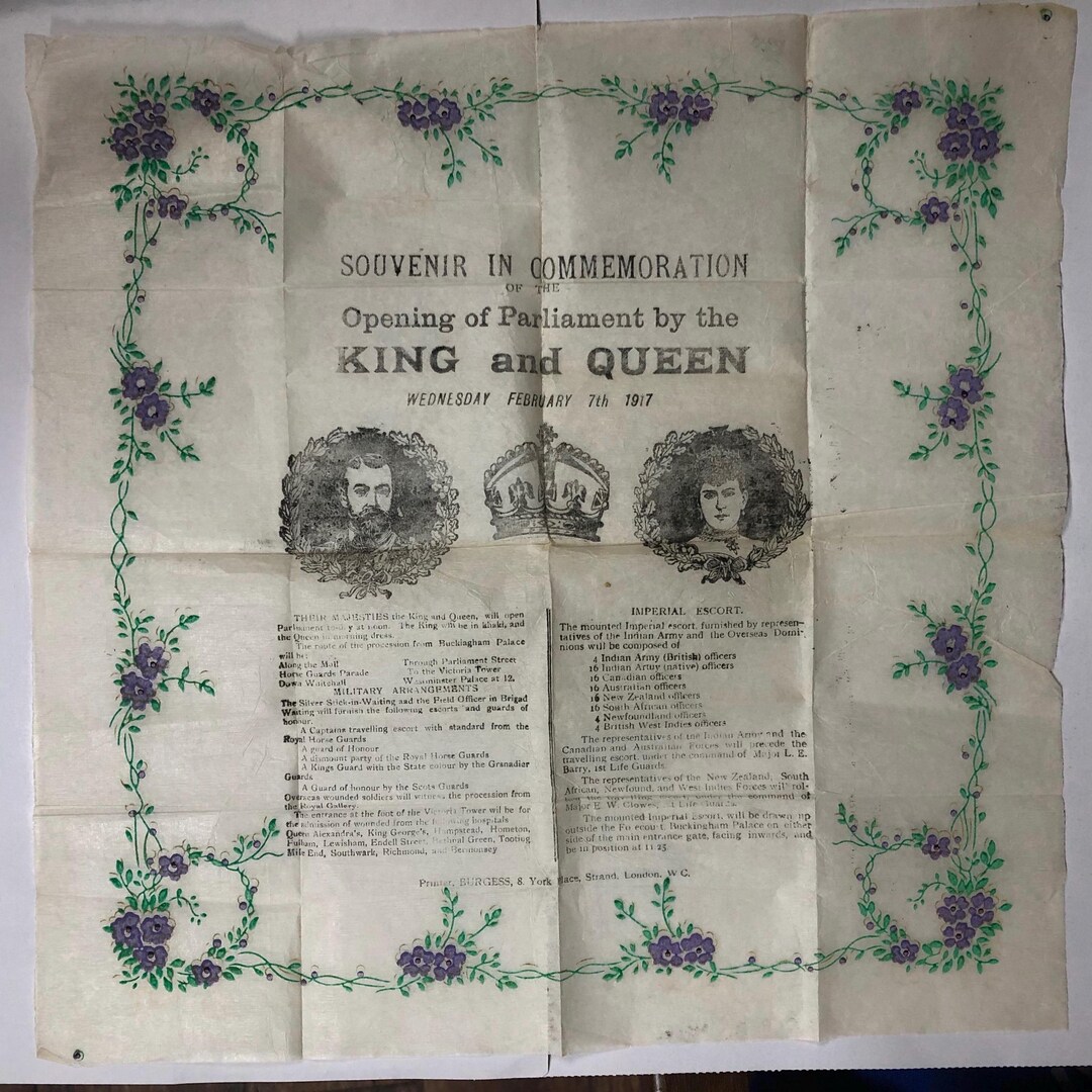 Rare Souvenir Ephemera, Great Britain 1917, Opening of Parliament by ...