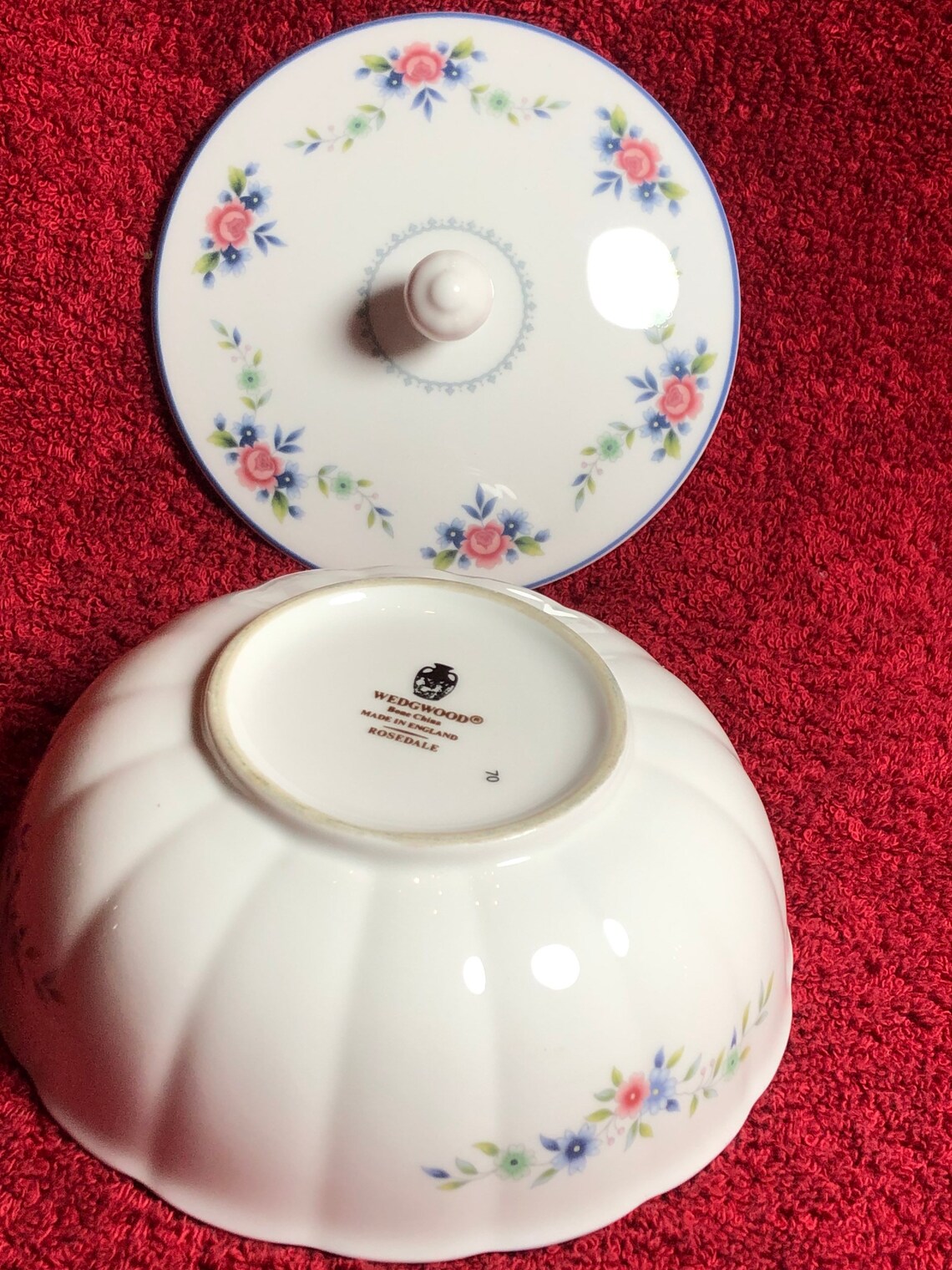 Wedgwood Lidded Bowl Rosedale Pattern Floral Design Bone Etsy