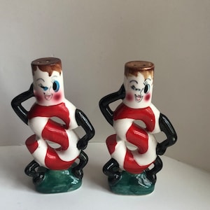 Vintage Novelty Salt Shakers, Quirky S Shaped Ceramics, Exotic Table Ware, Mid Century Style, Bright and Cheerful Salt Shakers.