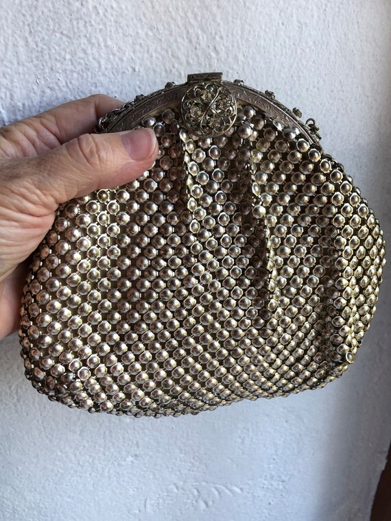 Exquisite Metal Mesh Handbag, Unusual 1920's, Shi… - image 4