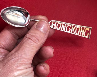 Vintage Silver Spoons From Hong Kong, 6 Ornate Souvenir Teaspoons