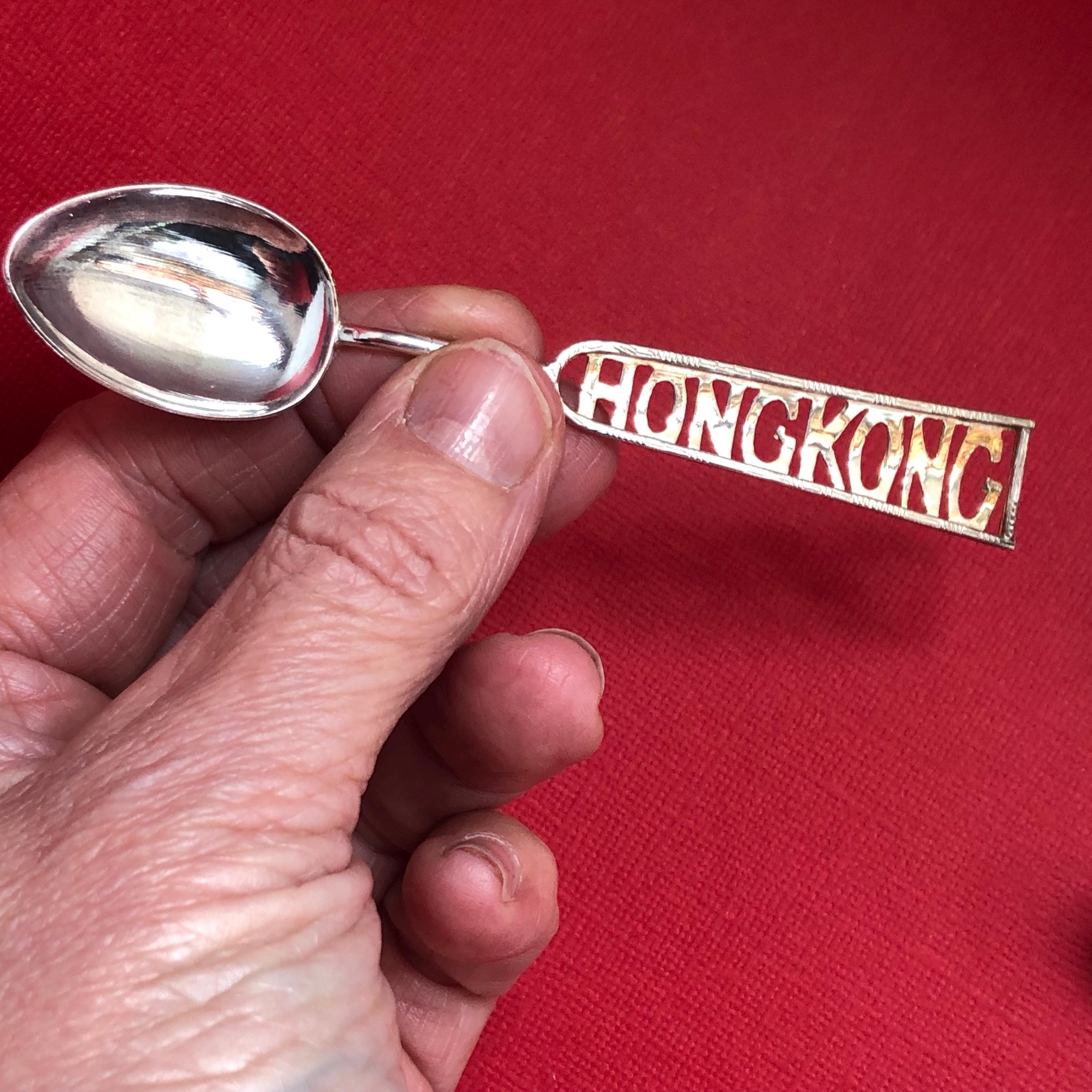 香港のヴィンテージ銀スプーン、東洋の華やかなお土産ティースプーン6