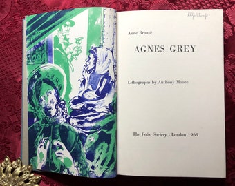 Agnes Grey, A Book By Anne Brontë, Folio Society Edition, 1969, Illustrations By Anthony Moore, Bronte Sister, English Literature.