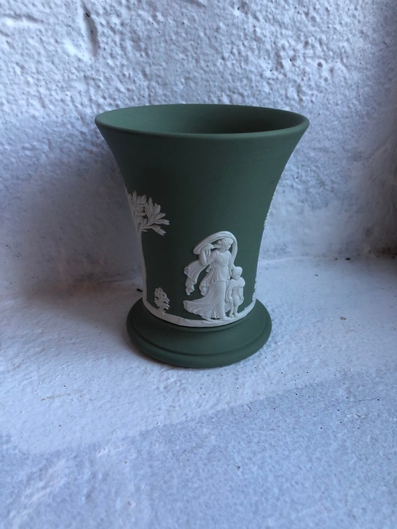 Vintage Wedgwood Sage Green Vase Classic Scenes Small Vase Etsy Australia