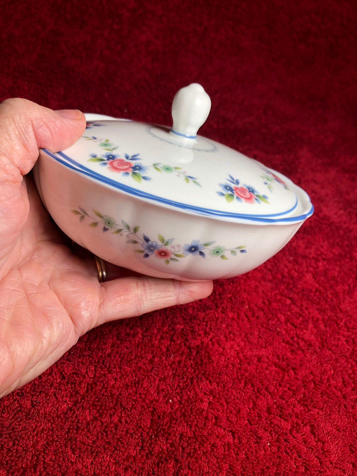 Wedgwood Lidded Bowl Rosedale Pattern Floral Design Bone Etsy