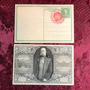 Rare carte postale ancienne, 1er - 60e anniversaire de son règne de l'empereur François-Joseph, collection de timbres, histoire de Salzbourg, philatélie, autrichienne.