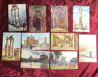 Set of 10 Antique Postcards, Raphael Tuck & Sons, Paintings Of Old Italy, Rome, Circa 1905, Collectable Cards, Art, Ephemera.