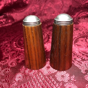 Vintage Pair Of Salt and Pepper Shakers, Tasmanian Blackwood, Made By Russell Hoffman, Of Tasmanian Craftwoods, Tableware.