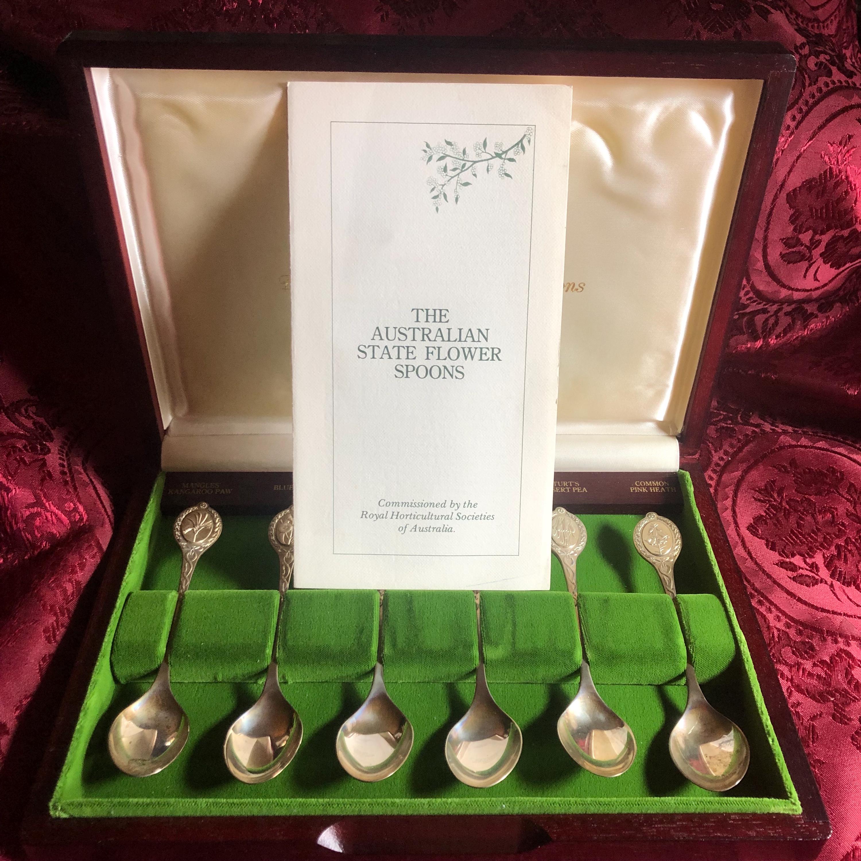 sterling silver スプーン 4本セット　メルボルン Sterling Silver Teaspoons, Australian State Flower Spoons, Boxed