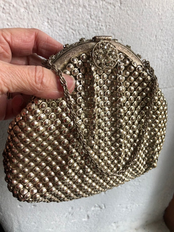 Exquisite Metal Mesh Handbag, Unusual 1920's, Shi… - image 3