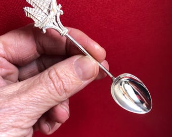 Vintage Silver Spoons From Hong Kong, 6 Ornate Souvenir Teaspoons
