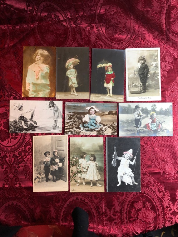 Ten Antique Picture Postcards All Featuring Children Genuine Etsy