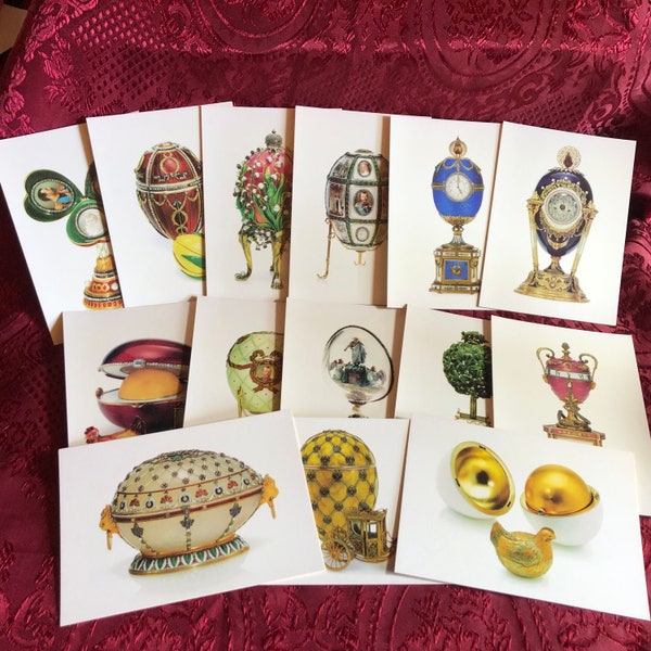 Vintage Postcards From The Faberge Museum, 14 Cards, Famous Faberge Eggs, Imperial Russian Treasure, Jewellery, Art, Romanov Dynasty.