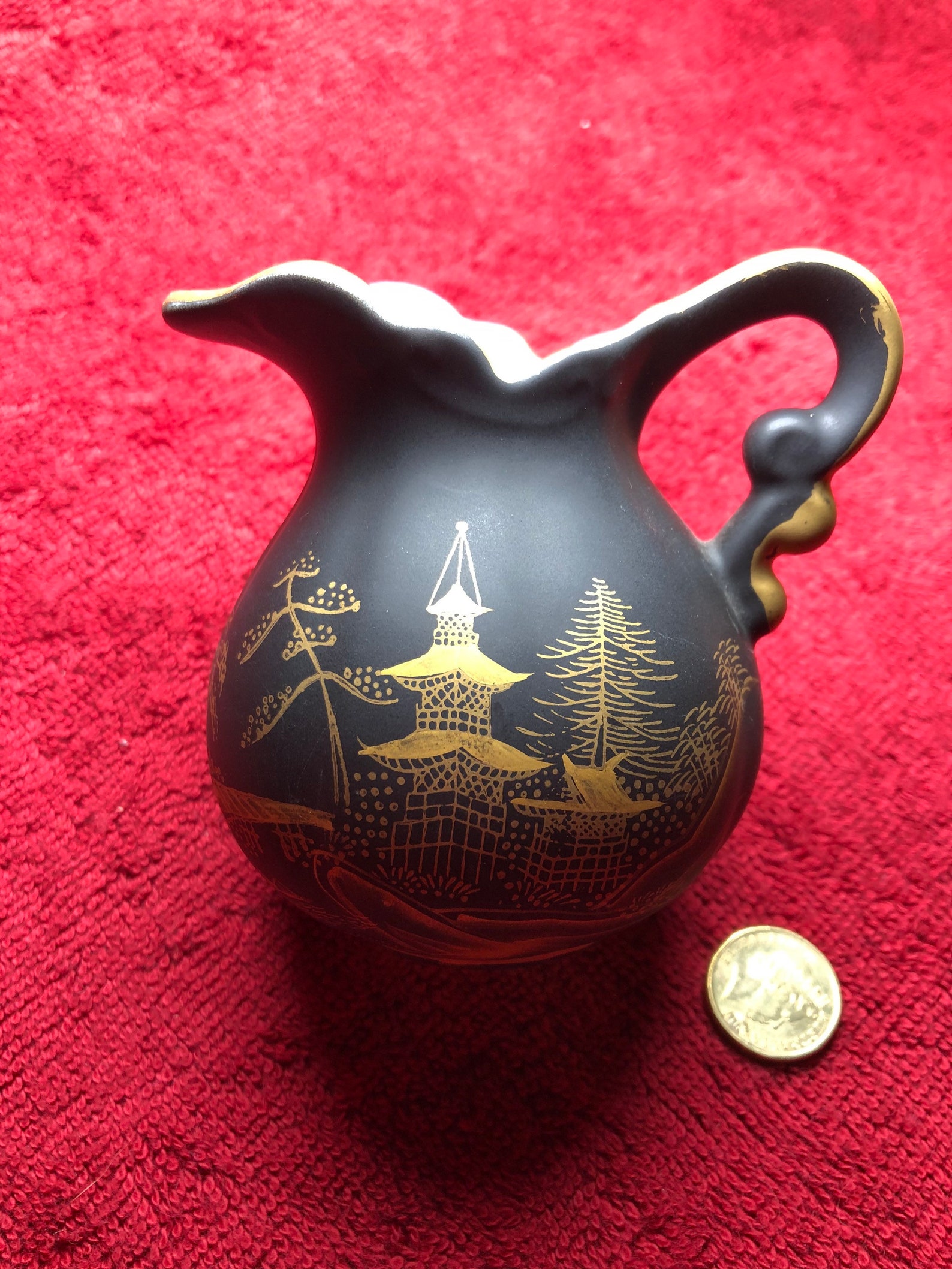 Vintage Kutani China Made in Japan Small Jug and Bowl Black Etsy