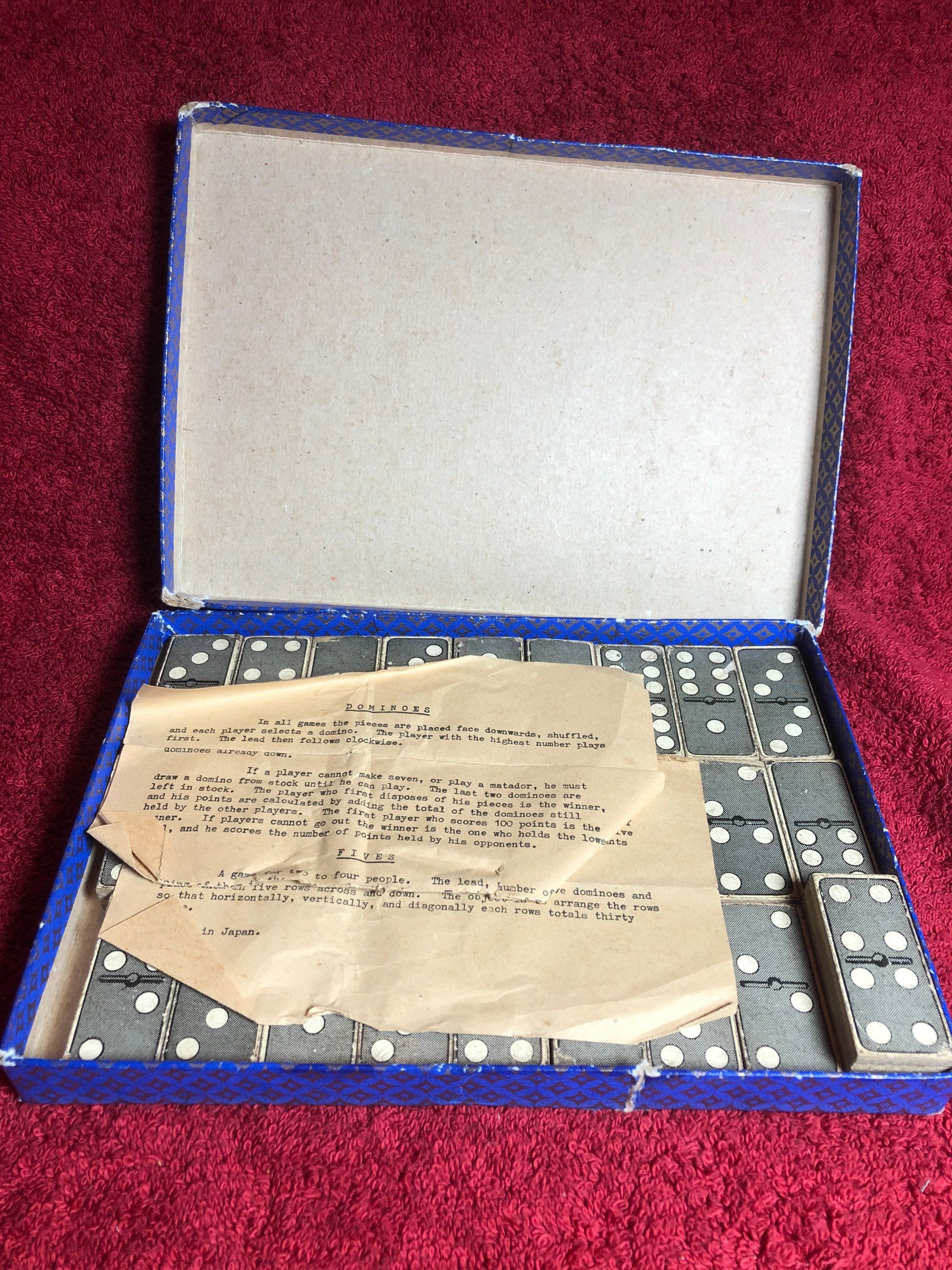 28 Dominos Anciens – Jeu De Société Vintage – Boîte D’origine