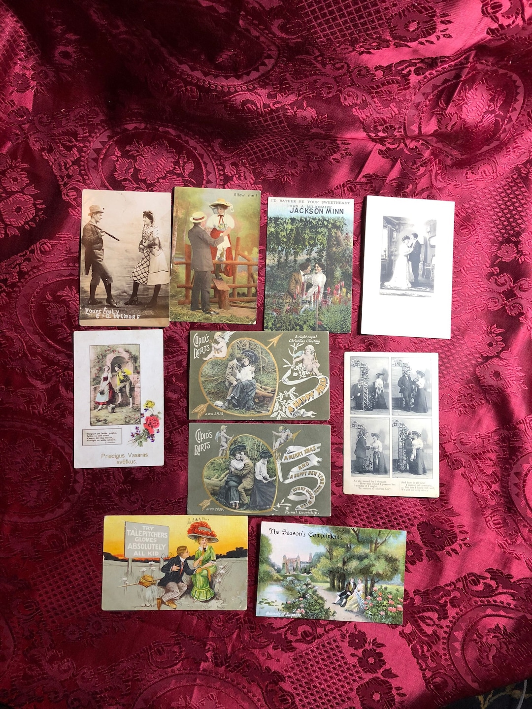 Antique Postcards, 10 Genuine Antique Picture Postcards, All Romantic