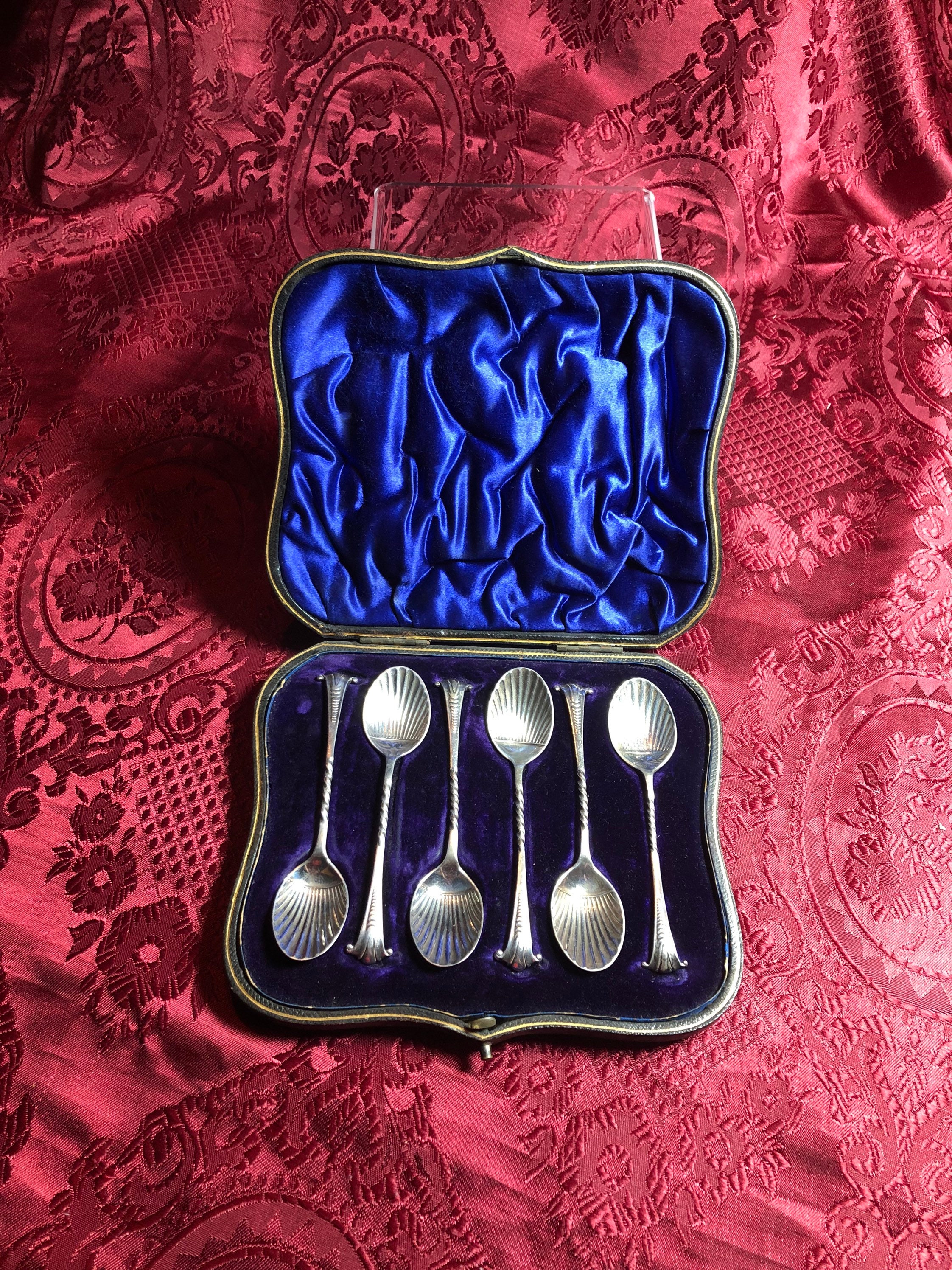 アンティーク スターリング シルバー ティースプーン、ボックス セット