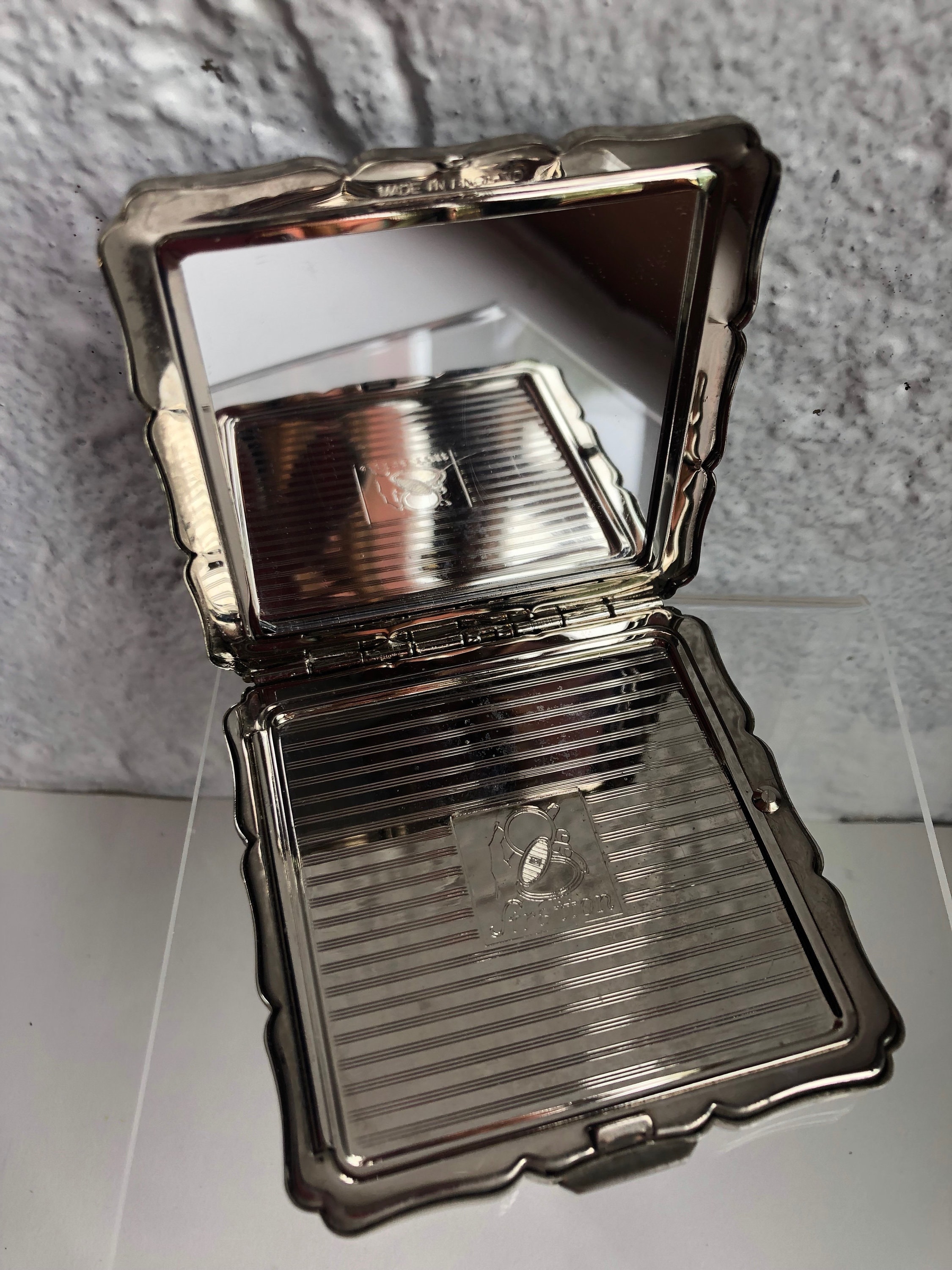 Stratton Square Solid Powder Compact Vintage Stratton Powder Compact, Silver Tone Metal Case, Old Dutch ...