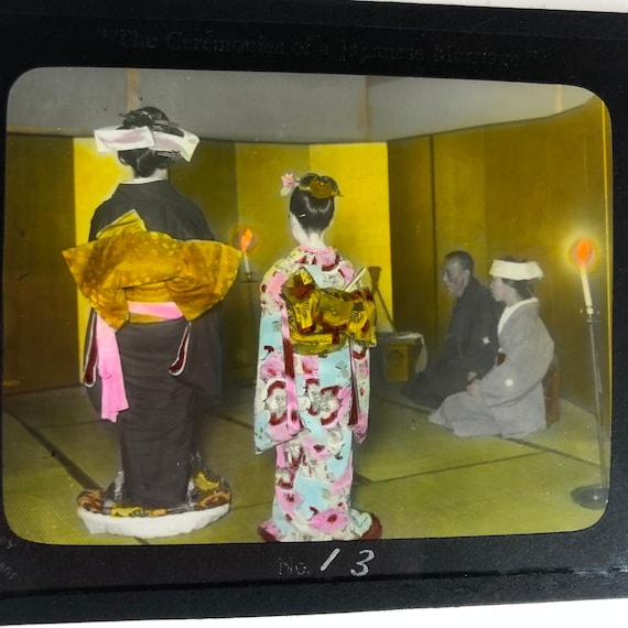 Antique Glass Slides Japanese Wedding Customs, Historic
