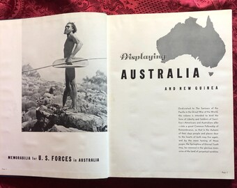 Displaying Australia And New Guinea, Rare History Book, Memorabilia For U.S. Forces in Australia, 1945, Historic Photographs, Army Souvenir