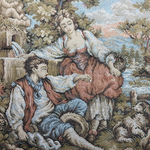 Fine Belgium Tapestry, Classic Scene of Young Lovers, Colourful Woven Wall Hanging.