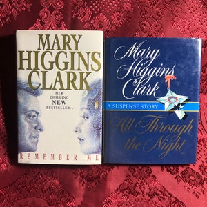Mary Higgins Clark, 2 Hard Cover Books, All Through The Night & Remember Me, Mystery and Suspense, English Novels, Modern Reading.