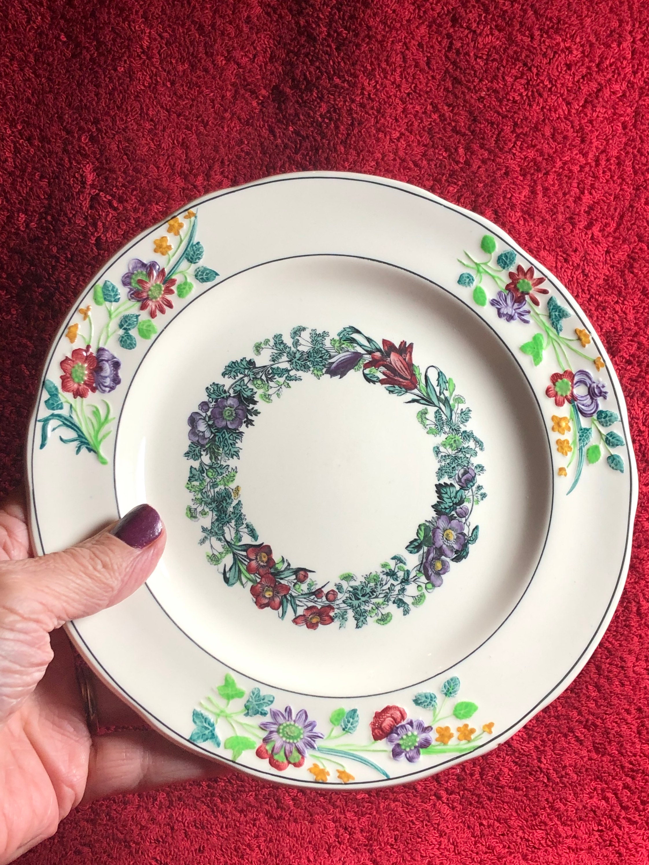 Vintage Copeland Spode Plate, English Fine China, Raised Floral