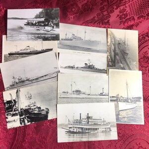 Ten Old Picture Postcards, Ships Of The World, Genuine Real Photo Postcards, Rare Historic Images, U.S. Navy, Submarine, Steam Boat.