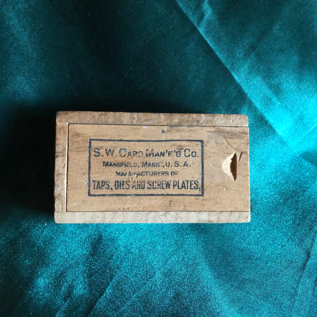S.W. Card Man'f'g Co., Vintage Wooden Tool Box, Made in Mansfield Mass