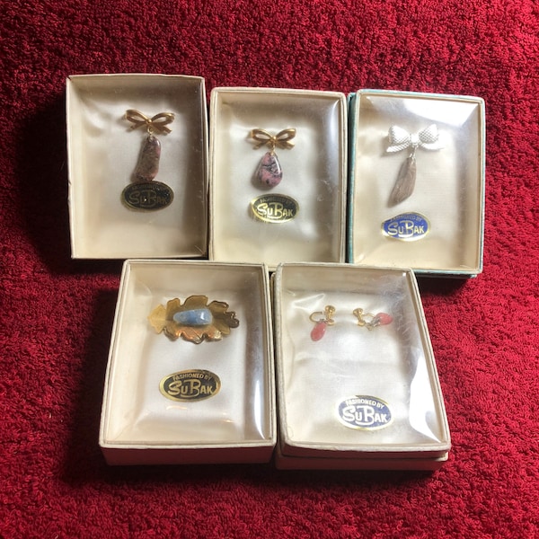 Group Of Five Vintage Costume Jewellery Pieces In Original Boxes, Fashioned By SuBak.