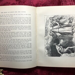 May include: A black and white illustration of a scene from the Bible. Jesus is standing in the center of the image, with a group of people standing behind him. The people are looking at Jesus with fear and awe. The text "The Gad Are Now In The Swine." is printed in the bottom right corner of the image.