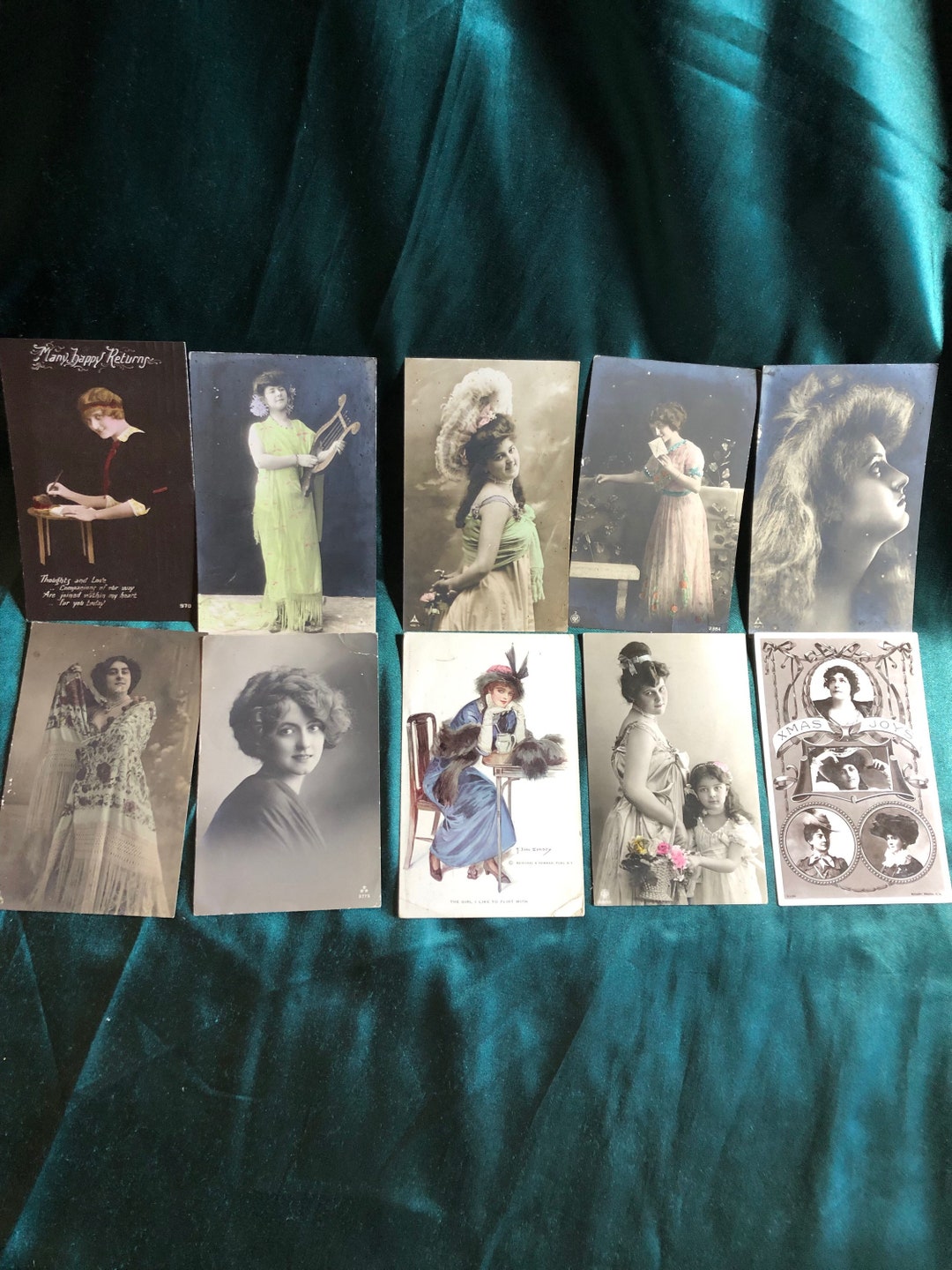 Ten Antique Picture Postcards, All Featuring Lovely Ladies, Turn of the