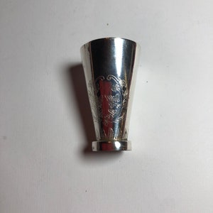Vintage 800 Silver Shot Glass, Decorated With Floral Wreath Pattern, Stamped 800, Small Silver Cup.
