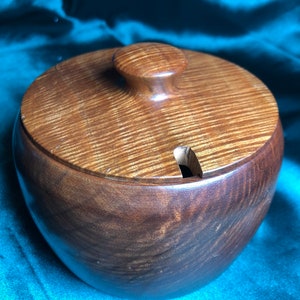 Tasmanian Blackwood Sugar Bowl, Made By B. A. Cooper, Craftsman WoodTurning, Tactile Timber Bowl.