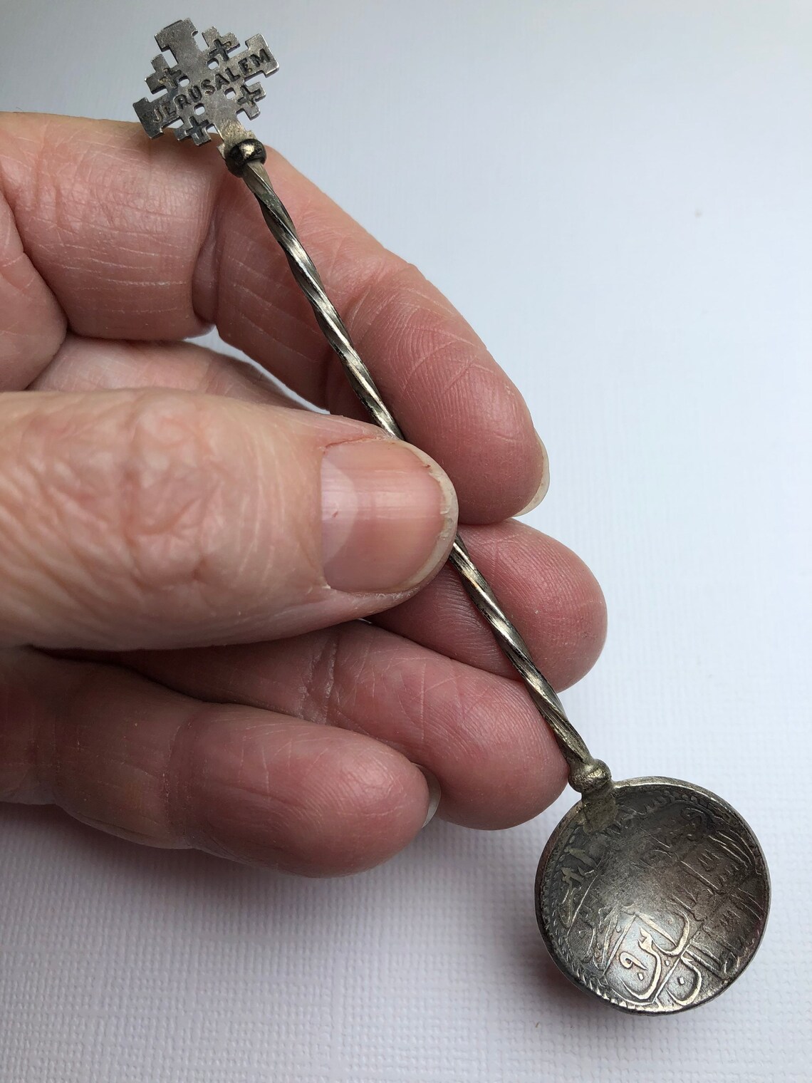Antique Silver Jerusalem Spoon Arab Coin Bowl Old Holy Land Etsy