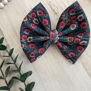 Emerald Green Floral Hair Bow