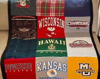 Custom T-Shirt Memory Quilt, Twin Size Keepsake Blanket