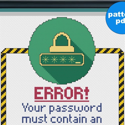 Password Requirements Snarky Geeky Cross Stitch Modern Etsy