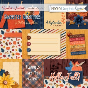Cartes de poche scrapbook numériques d’automne, imprimables d’automne.