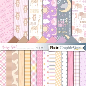 Carta da scrapbook digitale per bambina, carte stampabili, carte modello.