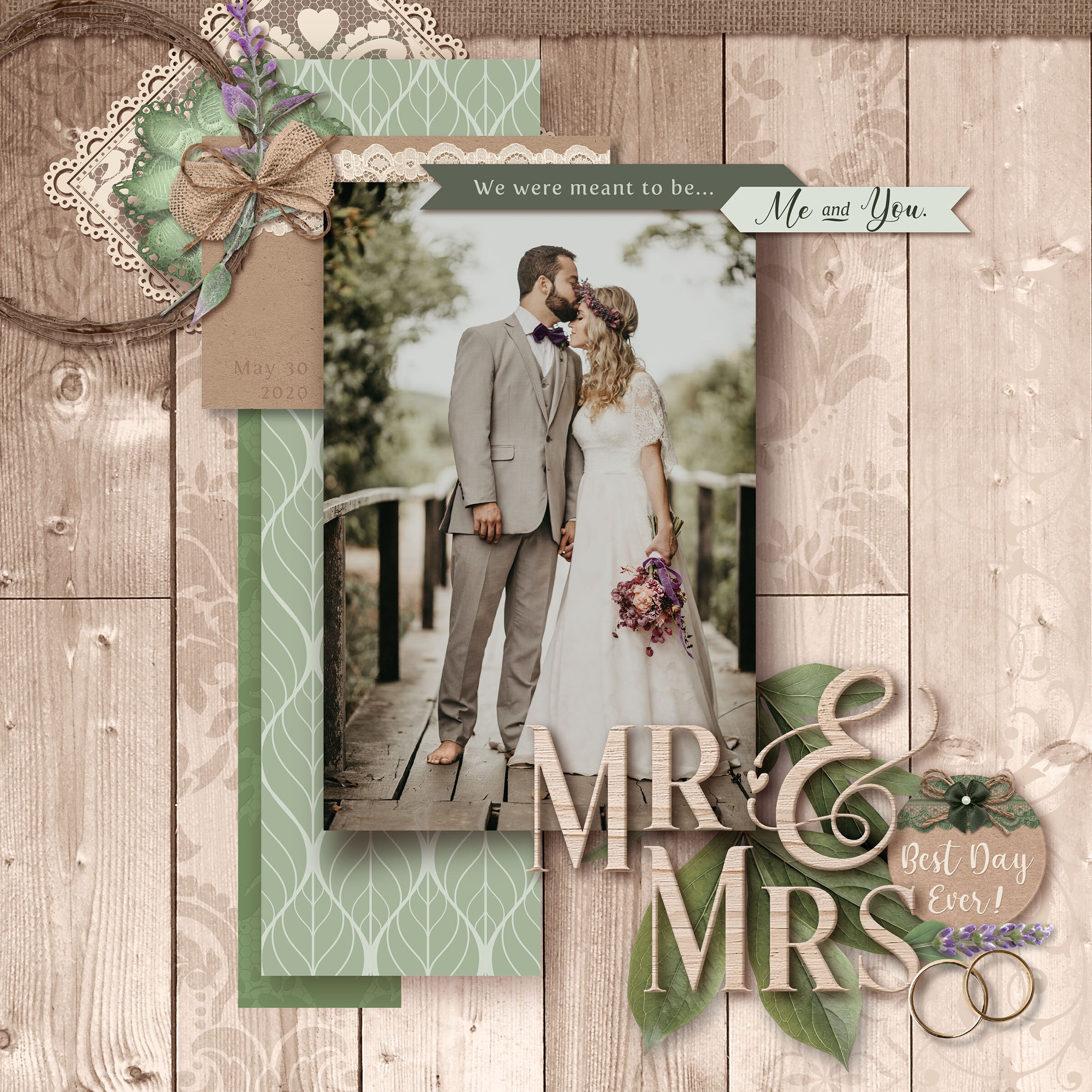 Rustic Wedding Scrapbook Elements, Wedding Theme Elements, Digital ...