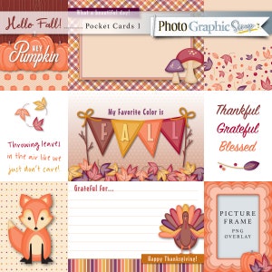 Woodland automne cartes de poche scrapbook numérique, automne imprimable.